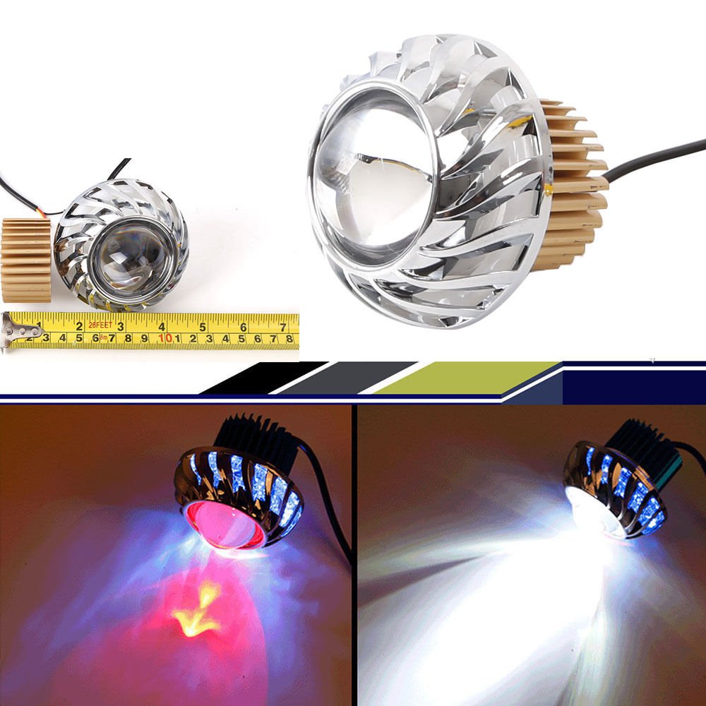 1x 15W Angel eyes Motorcycle Headlight Cree Led Projector Lens Angel and Devil