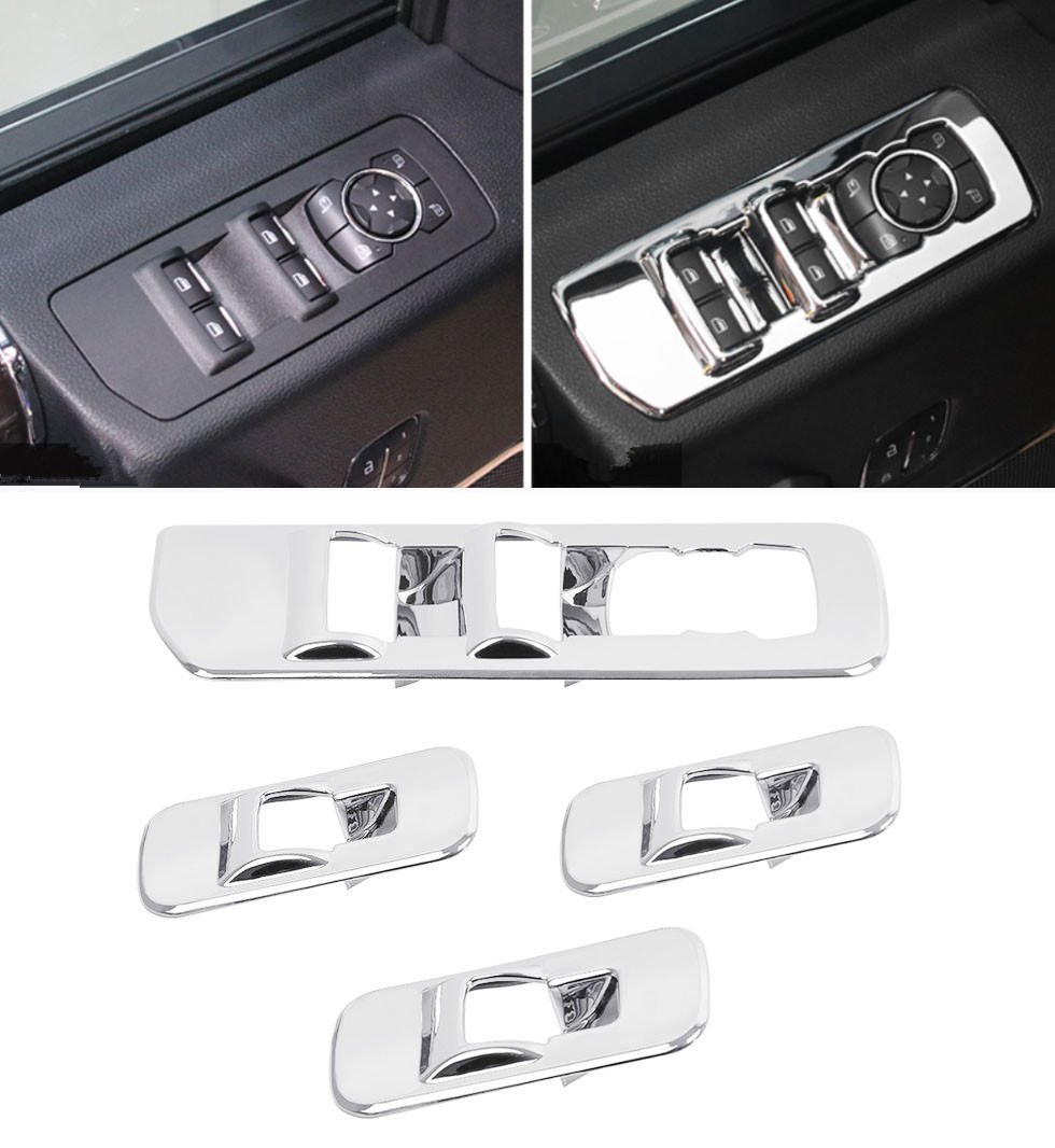 Window lift switch panel Chrome Cover trims Kit for 15-17 Ford F150 Accessories