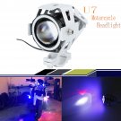1X 125W Silver Motorcycle CREE U7 LED Driving Headlight Spot Light For BMW Blue