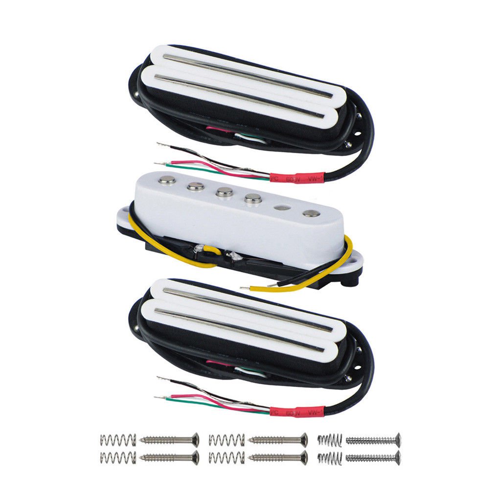 FLEOR 3pcs Ceramic Magnet Neck/Middle/Bridge Pickup HSH Set Dual Hot Rail