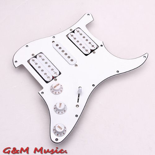 Electric Guitar Pickguard Pickups 11 Hole HSH White color Loaded Prewired