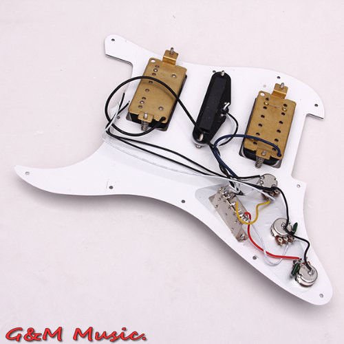 Electric Guitar Pickguard Pickups 11 Hole HSH White color Loaded Prewired