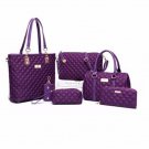 Women Fashion Diamond Lattice Handbag Set 6pcs Patchwork Composite Bag Female