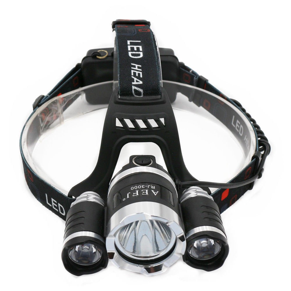 Headlamp Headlight 13000LM LED Lantern Fishing+18650 battery+Car USB AC Charger