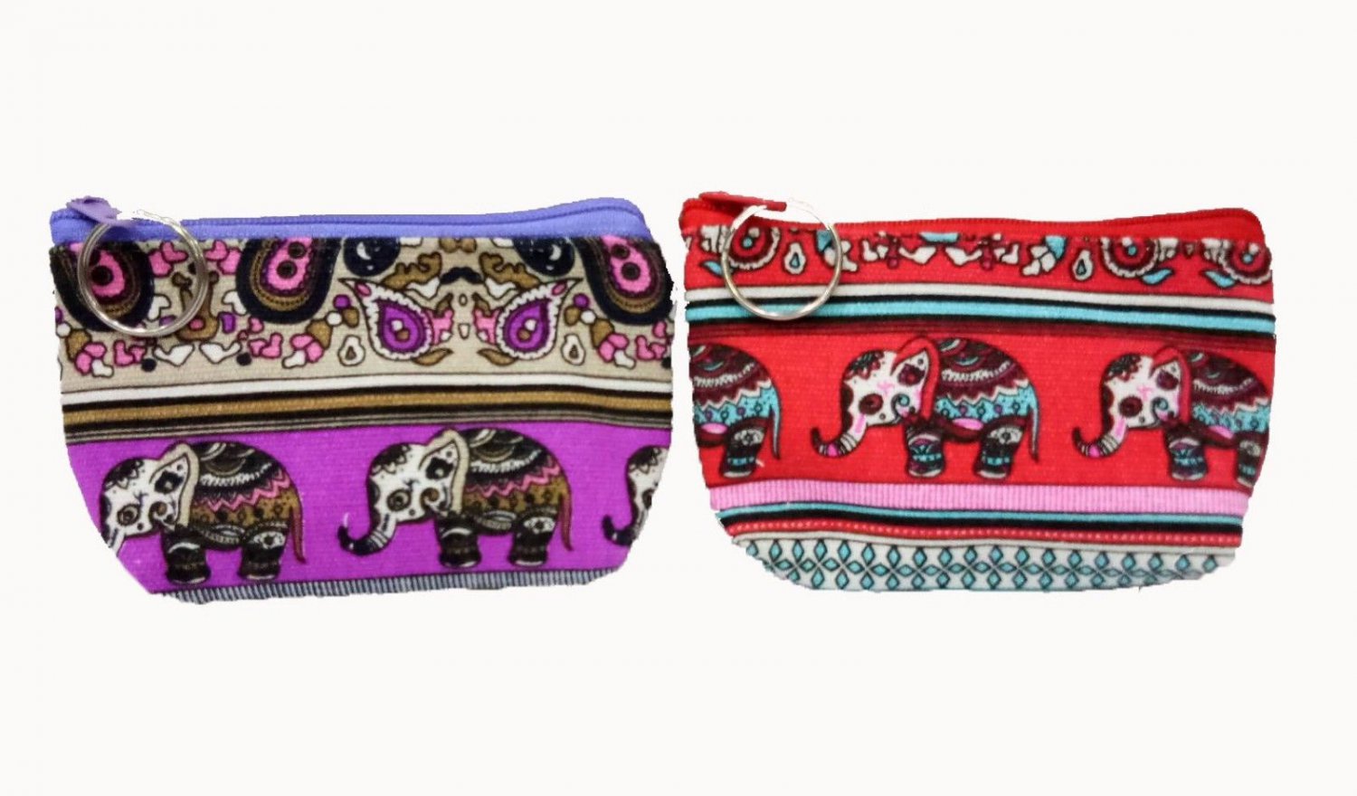 2 pcs Wallet bag  Cotton bag coin bag Thai Elephant  Mini bag key chain bag