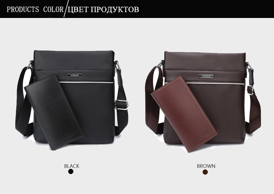 VORMOR Famous Brand Casual Men Bag Business Leather Vintage Shoulder Crossbody