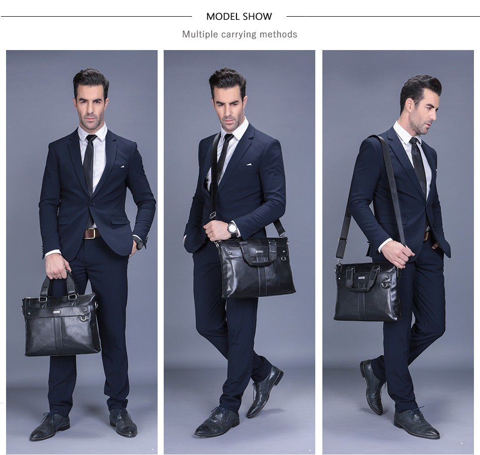 VORMOR 2018 Men Casual Briefcase Business Shoulder Bag Leather Computer Laptop
