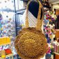 Vintage Corn Straw Round Zipper Top Handbags Women Shoulder Beach