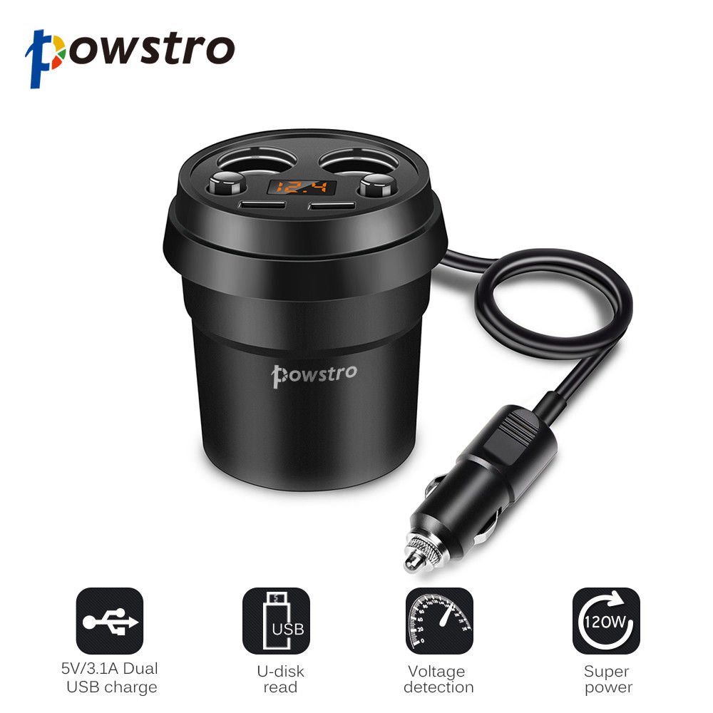 3.1A Dual USB Car Charger Cup Charging Voltage Current Display Phone Charger