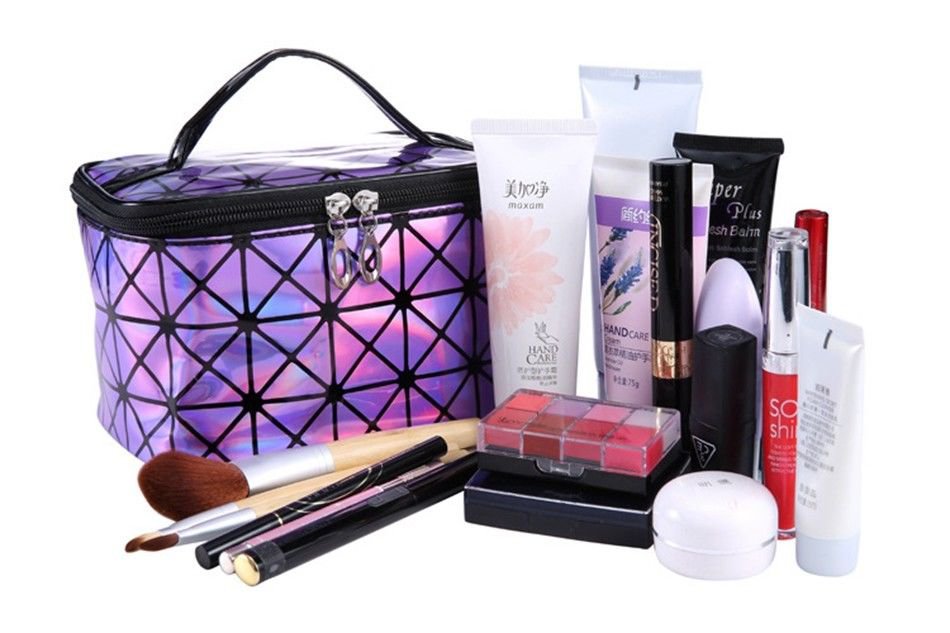 Cosmetic Bag Functional PU Leather Travel Make Up Case Pouch Toiletry Kit Bag