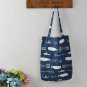 Cotton Linen Shopping Tote Carrying Shoulder Bag Print Whale Octopus Sea Life