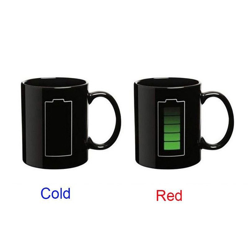 Creative Battery Magic Mugs,Positive Energy Color Changing Cup Ceramic hot&cool