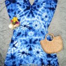 Tie dye Dress bust 52" Indigo Batwing Dress Asymmetrical Dress blue Summer Beach