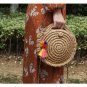 Women Shoulder Bag Woven Circle Portable Crossbody Bag Mini Round Straw Bag