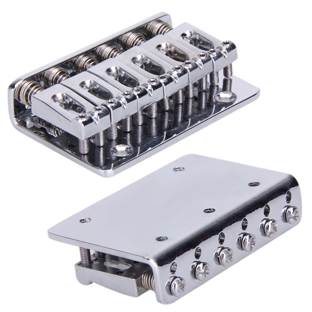 Silver 6 Saddle Hardtail Bridge Top Load 65mm Electric Guitar Bridge Accessories