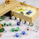 Set of 20 Glass Marbles In A Iron Gift Box Vintage Colourful Toys 25mm Classic