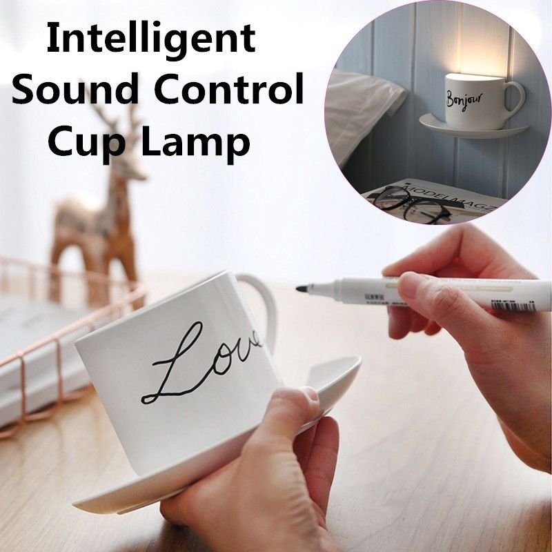 Creative Novelty Coffee Cup DIY LED Table Lamp Night Light Home Decoration Roman