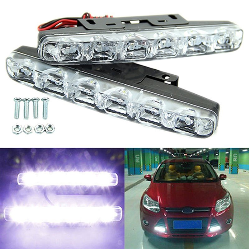 2Pcs Xenon White 6 LED Super Bright DRL Daytime Running Driving Lights Fog Lamps