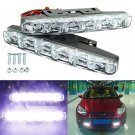 2Pcs Xenon White 6 LED Super Bright DRL Daytime Running Driving Lights Fog Lamps