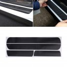 4Pcs Black 3D Carbon Fiber Car Door Sill Scuff Plate Cover Anti Scratch Sticker
