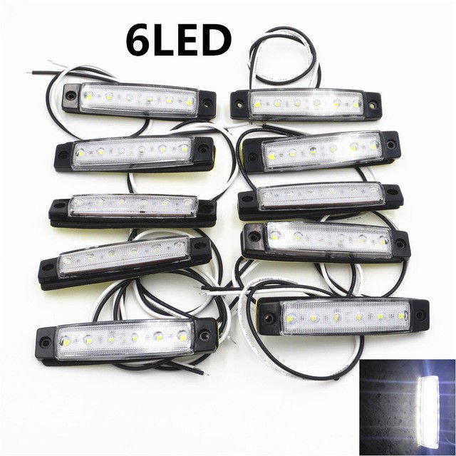 10x 12V SMD 6 LED White Rear Side Marker Light Position for Truck Trailer Lorry