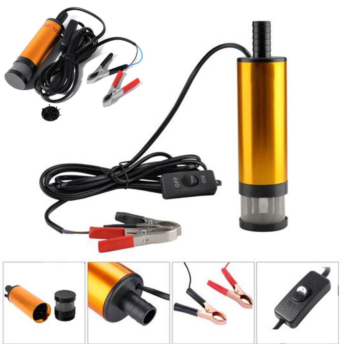 12V 38mm Submersible Pumps Water Oil Fuel Diesel Transfer Refueling ...