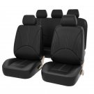 PU Leather Auto Universal Car Seat Covers Full Front Rear Seats Protector Black