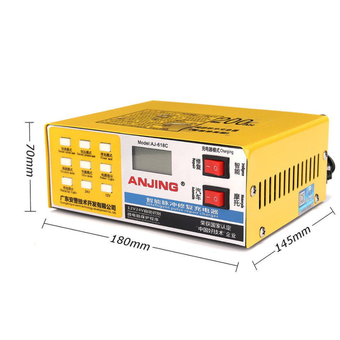 12V/24V 200AH LCD Automotive Dry&Wet Battery Charger Intelligent Pulse Repair