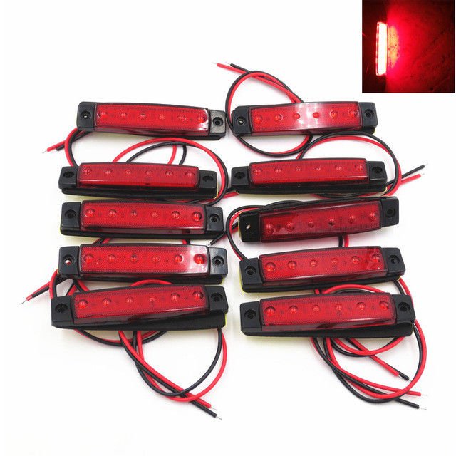 10x 12V SMD 6 LED Red Rear Side Marker Light Position for Truck Trailer Lorry