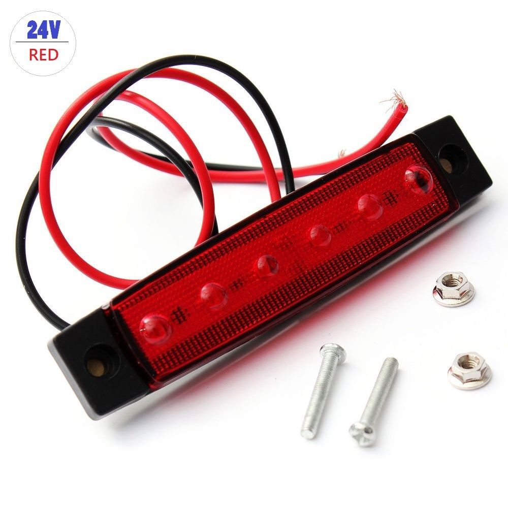 1PC 24V Trailer 6 LED Indicators Light Truck Boat  BUS Side Marker RV Lamp Red