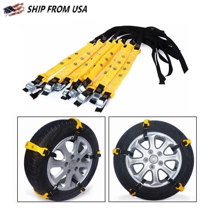 10Pcs Car Snow Tire Anti-skid Chains Beef Tendon Vehicles Truck Wheel 37x4.7cm