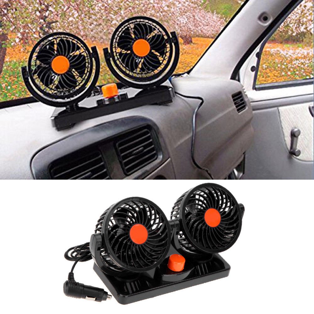 Dual Head Car Fan Portable Vehicle Truck 360&Acirc;&deg; Rotatable Auto Cooling Cooler 12V