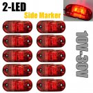 10Pcs Red LED 2.5" 2 Diode Light Oval Clearance Trailer Truck Side Marker Lamp