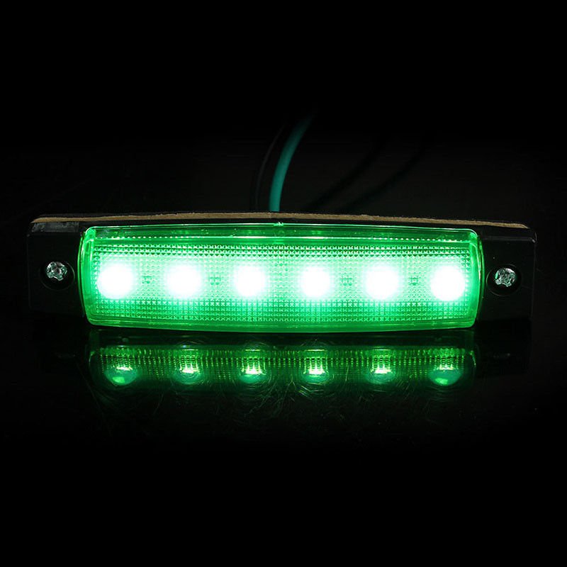1PC 12V Trailer 6 LED Indicators Light Truck Boat  BUS Side Marker RV Lamp Green