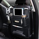 Car Seat PU Leather Back Bag Organizer Storage iPad Holder Multi-Pocket Black