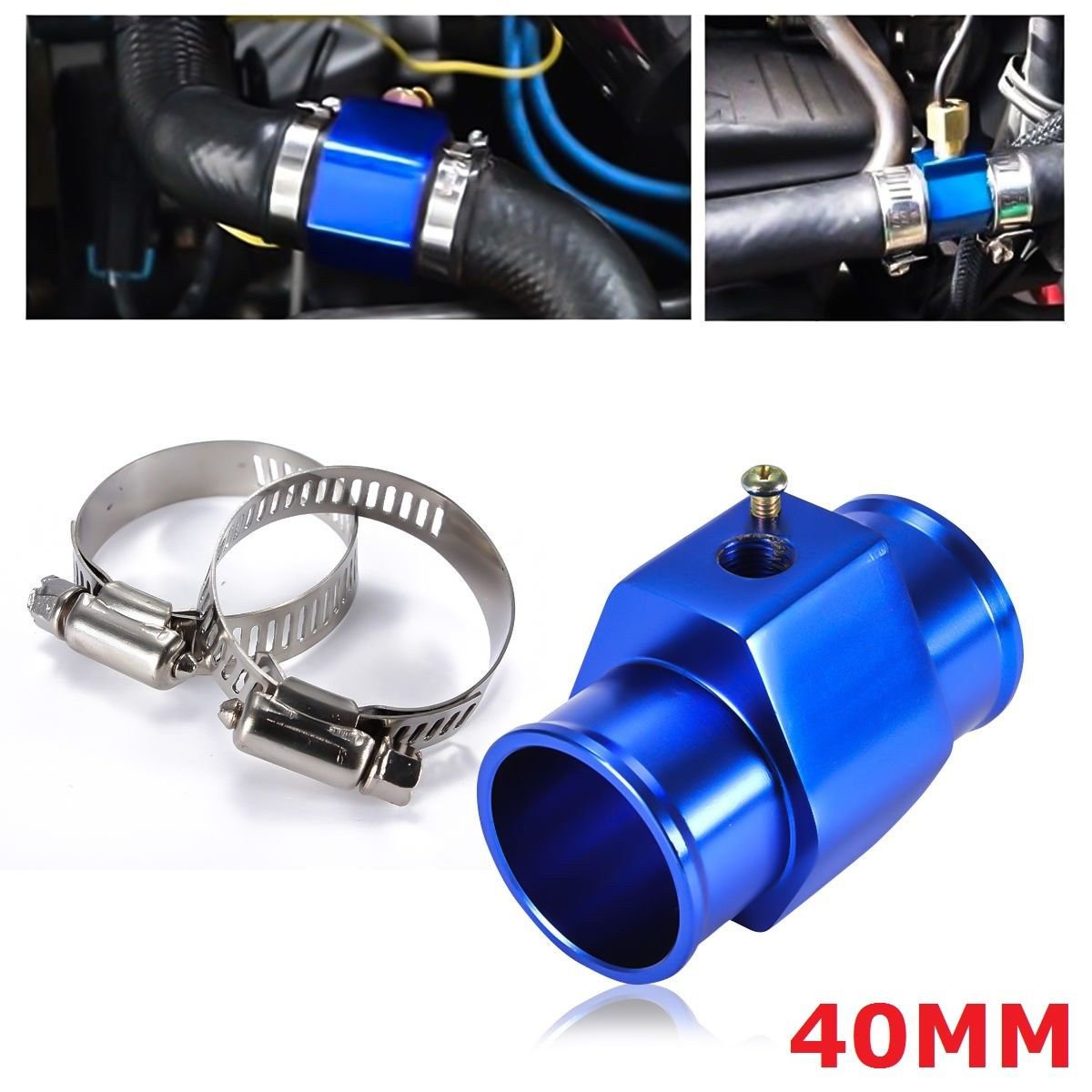 40MM Car Water Temperature Temp Sensor Gauge Radiator Hose Joint Pipe Adapter
