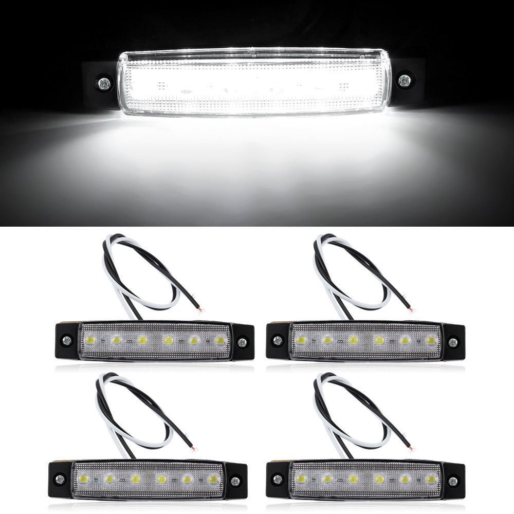 4X 6 LED Car Van Truck Boat Trailer Side Marker Indicators Lights Lamp White 12V