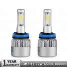 2x S2 72W COB H11 H8 H9 LED Headlight Conversion Kit 6500K White HID Light Bulbs