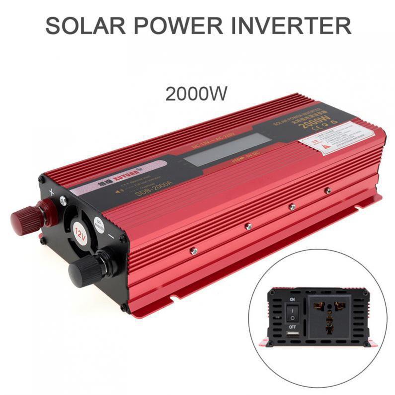 LCD Digital Display 2000W Car Power Inverter DC12V to AC220V Adapter Converter