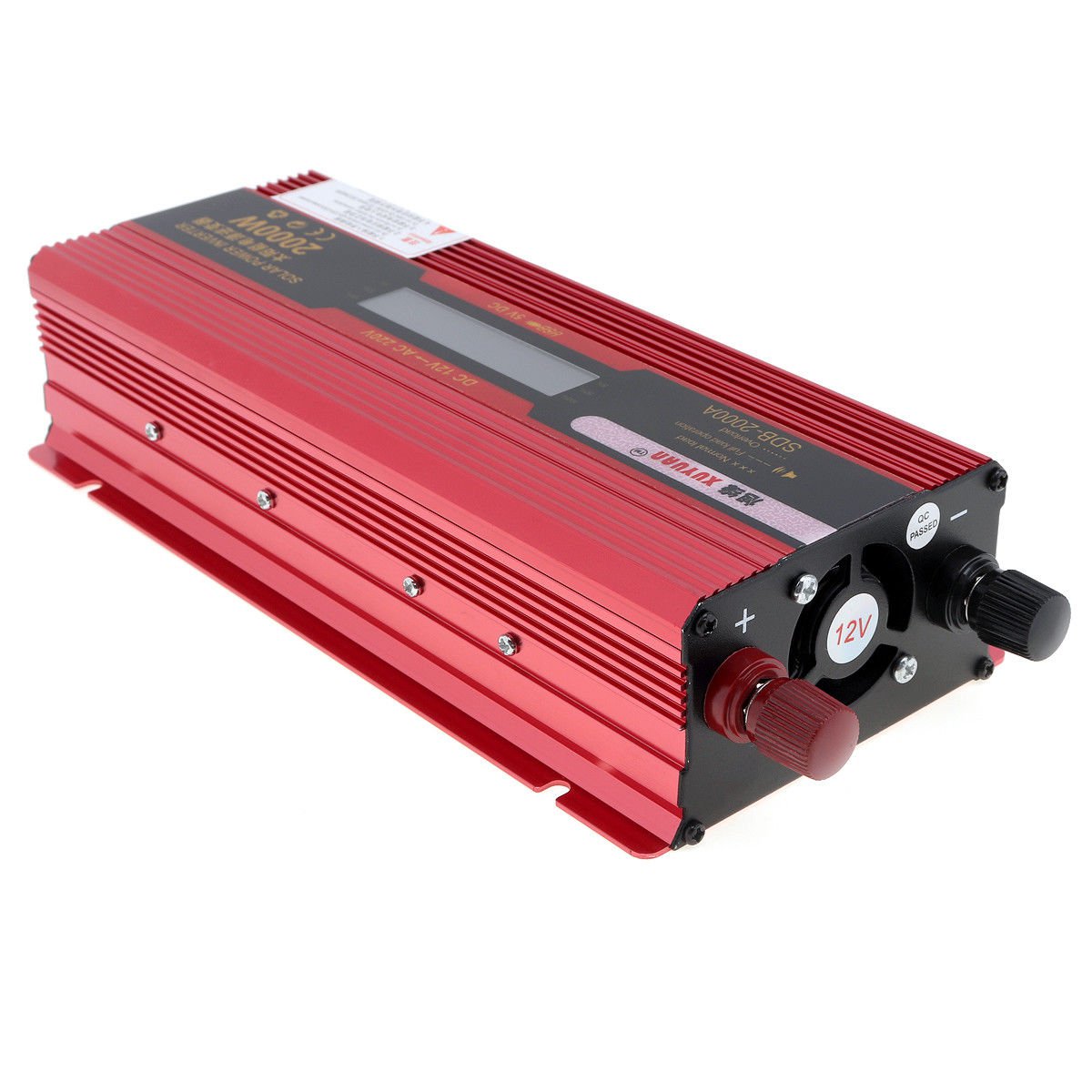 LCD Digital Display 2000W Car Power Inverter DC12V to AC220V Adapter ...