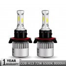 2 x 72W H13 8000LM LED HEADLIGHT BULBS KIT 9008 6500K WHITE HIGH LOW BEAM S2