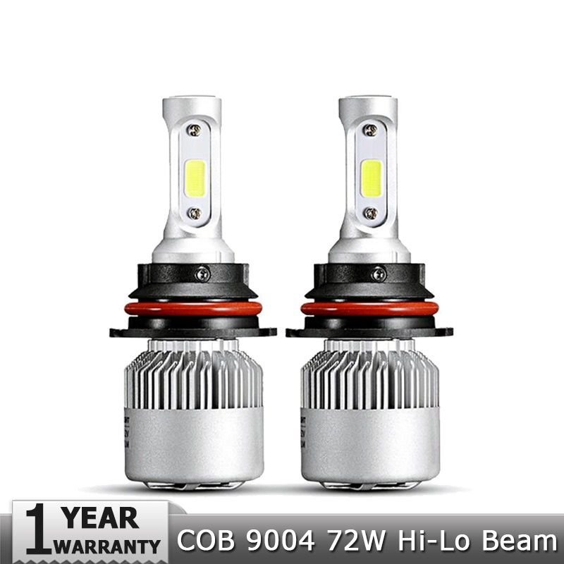 Set 9004 HB1 COB Car LED Headlight Kit 72W 8000LM 6000K All-In-One Hi/Low Bulbs
