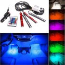 4pc 9LED Remote Control Colorful RGB Car Interior Floor Atmosphere Light Strip