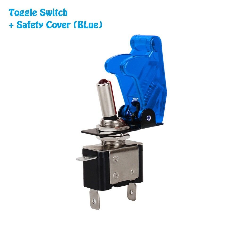 12V 20A Racing Car Boat Truck Illuminated LED Toggle Switch + Safety Cover Blue