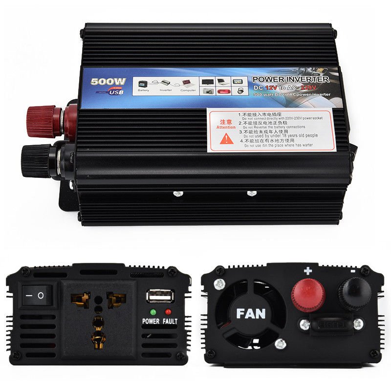 500W 500 WATT 12V DC to 220V AC Car Truck Boat Power Inverter Converter