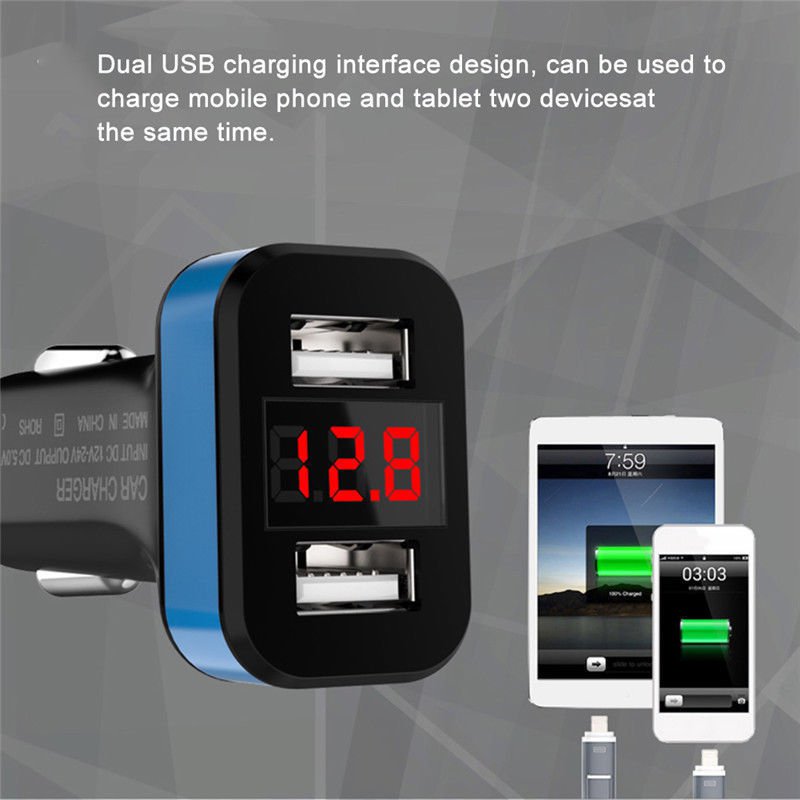 Universal Dual 2 Port USB 2.1A Mini Car Charger Adapter for iPhone Android 12V