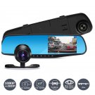 4.3" 1080P Dual Lens Car Rearview Mirror Gravity Sensor HD Dash Cam Camera DVRs