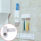 Automatic Toothpaste Dispenser & 5 Toothbrush Holder Set Wall Mount Stand