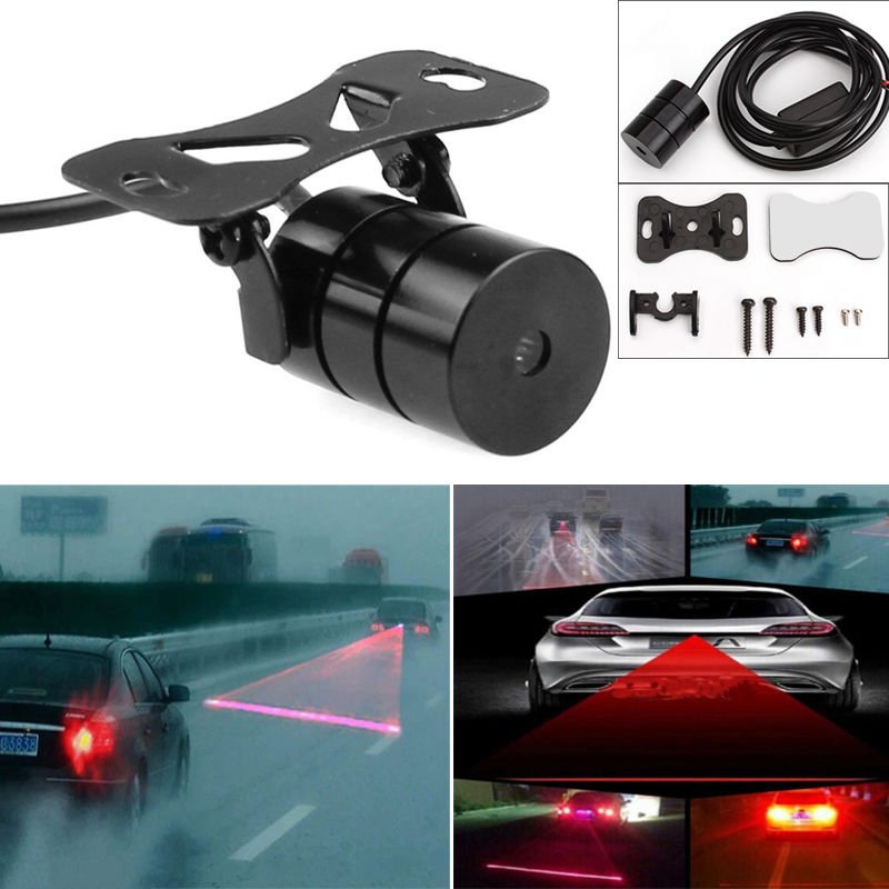 Universal Red Auto Laser LED Fog Light Rear Anti Collision Signal Warning Lamp