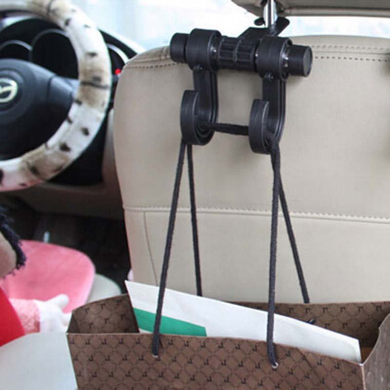 Car Seat Back Headrest Dual Hook Holder Plastic Hanger Fit For Bag Purse Cloth